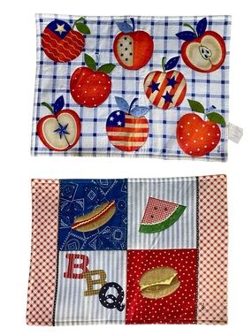 Pair (2) All-American Patriotic Placemats Memorial Day & July 4th BBQ